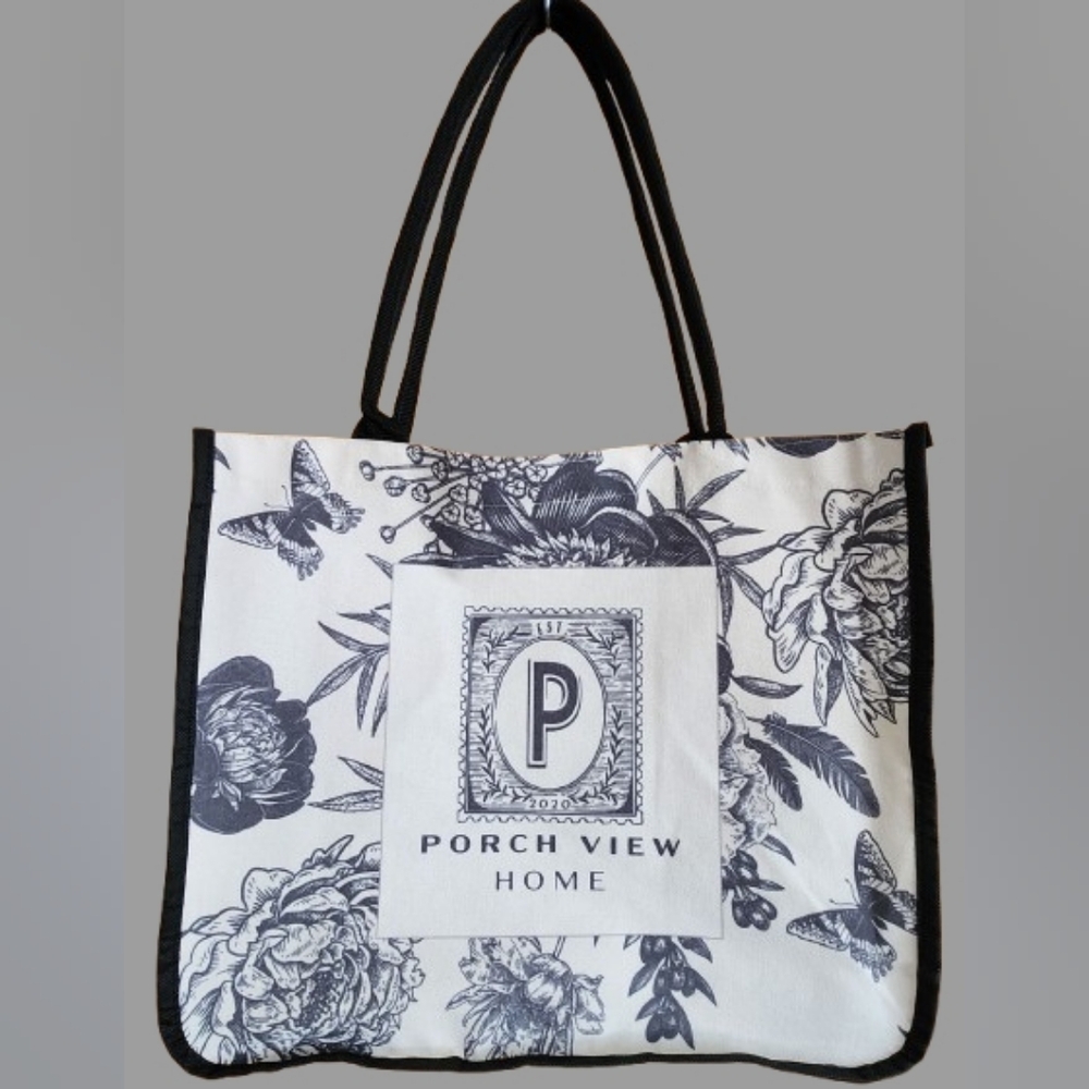 Porch View Home.Floral Tote Bag